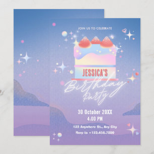 Convites Aniversário do bolo de morango