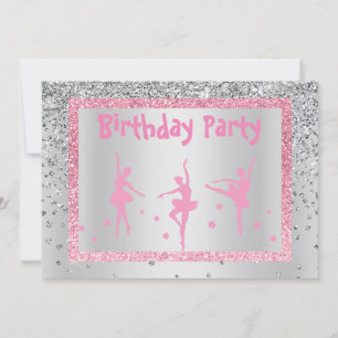 Convites Aniversário do Bonito Ballerina Sparkle Childrens