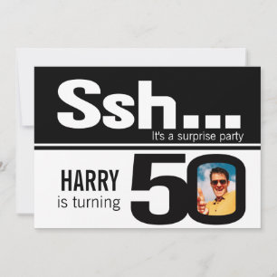 Convites Aniversário do branco do preto dos homens do ssh