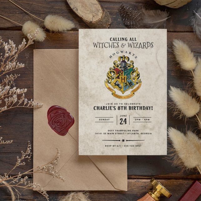 Convites Aniversário do Brasão de Hogwarts Harry Potter  (Criador carregado)