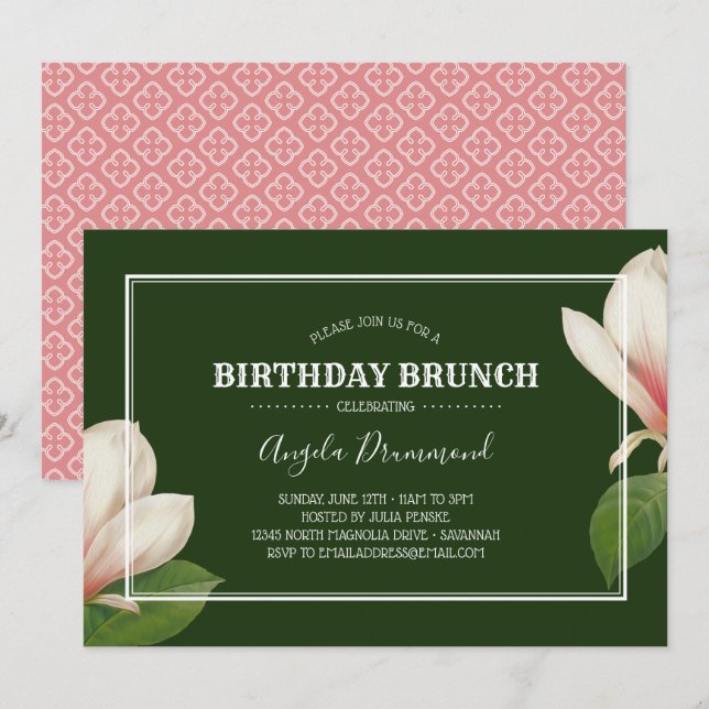 Convites Aniversário do Brunch Verde (Frente/Verso)