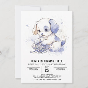 Convites Aniversário do Cachorrinho Manchado de Vinca