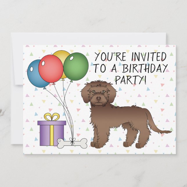 Convites Aniversário do Cachorro de Desenho Animado Chocola (Frente)