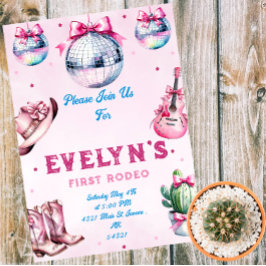 Convites Aniversário do Cactus Party Cowboy do Violão Rosa