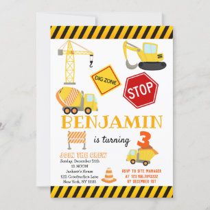 Convites Aniversário do Caminhão de Construção