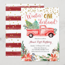 Convites Aniversário do Caminhão de Natal Vermelho em Onede