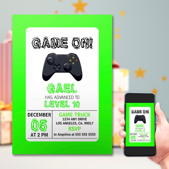 Convites Aniversário do Caminhão do Jogo Verde (Criador carregado)