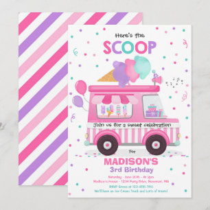 Convites Aniversário do Caminhão do Sorvete de Festa de ani