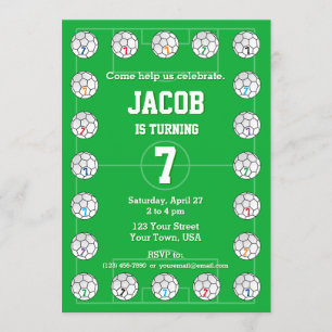 Convites Aniversário do campo de futebol e futebol
