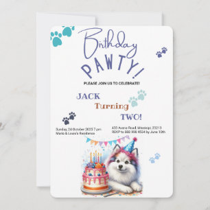 Convites Aniversário do Cão Esquimó Americano de Birthday