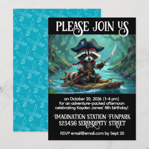 Convites Aniversário do Capitão Raccoon Rafando Meninos