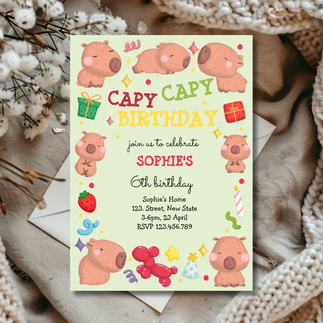 Convites Aniversário do capivara capy capy (Criador carregado)