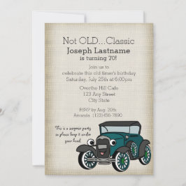 Convites Aniversário do Carro Antiquado e do Burlap Vintage