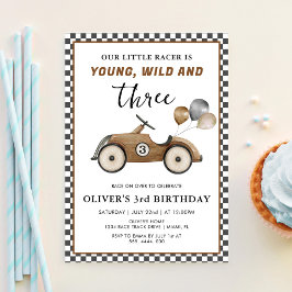 Convites Aniversário do Carro Jovem Selvagem e Três Rapazes