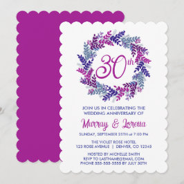 Convites Aniversário do Casamento da 30 de Wreath Rosa Eleg