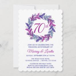 Convites Aniversário do Casamento da 70 de Wreath Rosa Eleg