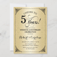 Aniversário do Casamento de 5 - Damasco Dourado Ne