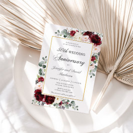 Convites Aniversário do Casamento Floral de Ivory Blush
