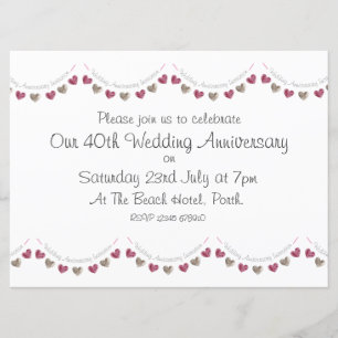 Convites Aniversário do Casamento Ruby Ruby do Quarto Sangu