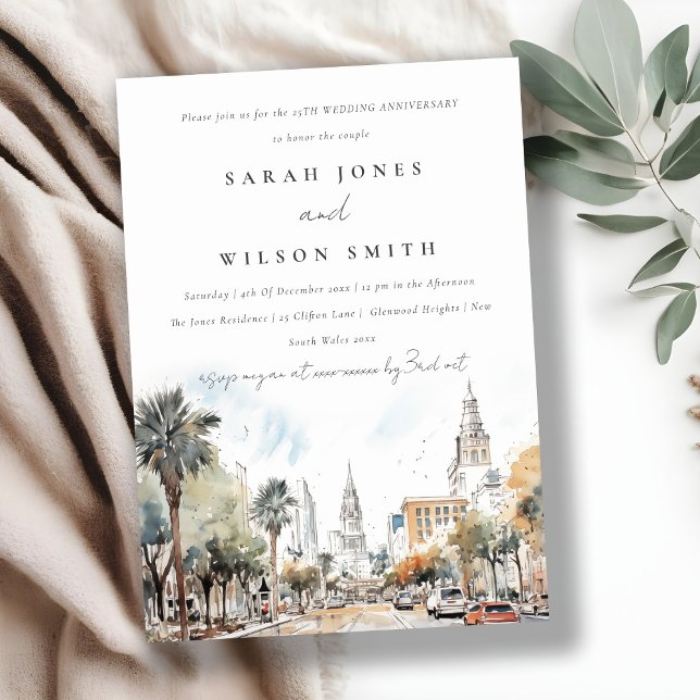 Convites Aniversário do Casamento Skyline da Chic Orlando F (Criador carregado)