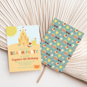 Convites Aniversário do Castelo de Areia de Verão do Part