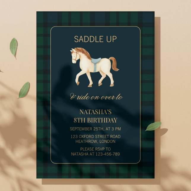 Convites Aniversário do Cavalo Préppy Saddle Up  (Criador carregado)