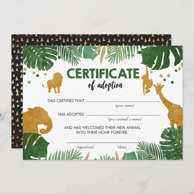 Convites Aniversário do Certificado de Adoção de Animais Se (Frente/Verso)
