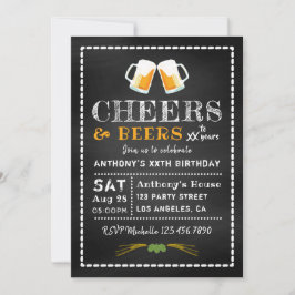 Convites Aniversário do Chalkboard Cheers e Beers