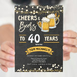 Convites Aniversário do Chalkboard Cheers e cervejas<br><div class="desc">Chalkboard anima e beers convite de aniversário Adulto Convite de Aniversário,  40º Aniversário do Homem</div>