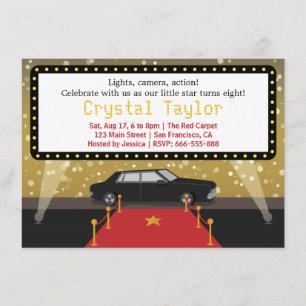 Convites Aniversário do Chic Red Carpet Glam Hollywood Par