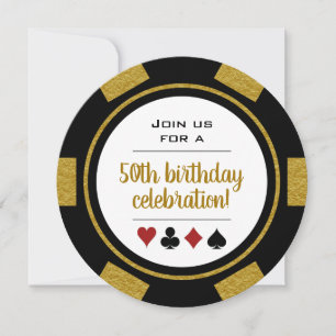 Convites Aniversário do Chip Casino Chip Chip Dourado Spar