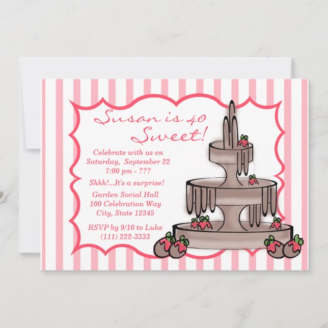 Convites Aniversário do Chocolate Fountain (Frente)