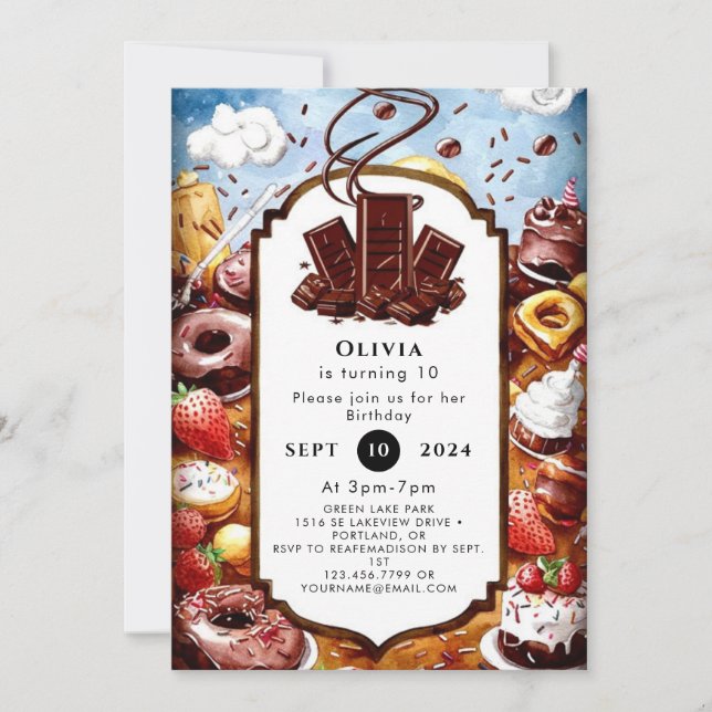 Convites Aniversário do Chocolate Pastel Magro (Frente)