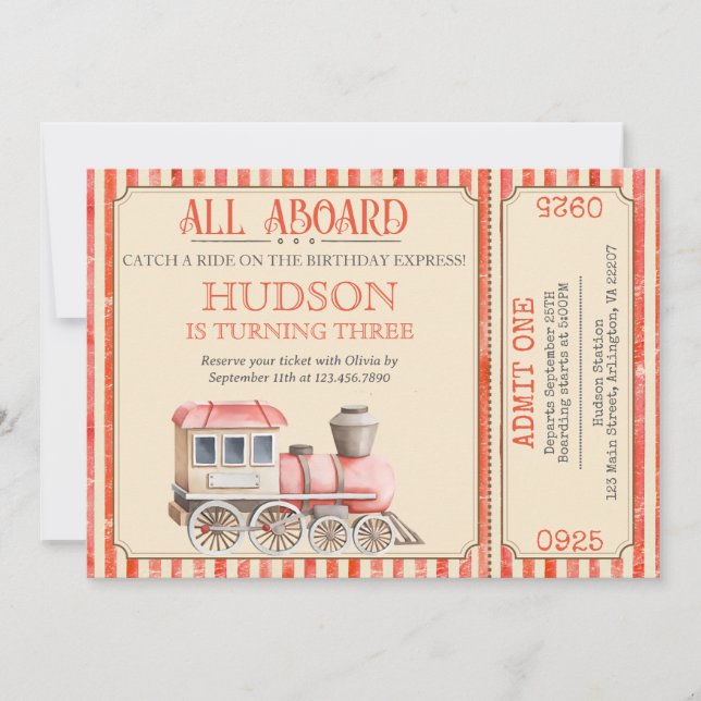 Convites Aniversário do Choo Choo - Festa de Comboio (Frente)