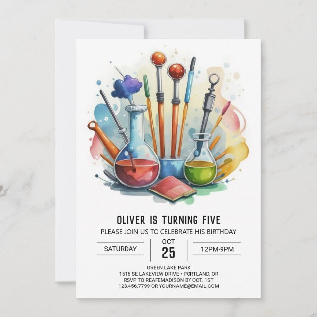 Convites Aniversário do Cientista da Descoberta da Fusão Di (Frente)