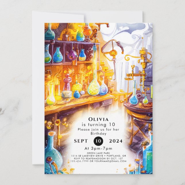 Convites Aniversário do Cientista do Experimento Simples Má (Frente)