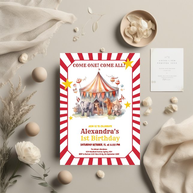 Convites Aniversário do Circo do Carnaval e Animais (Criador carregado)