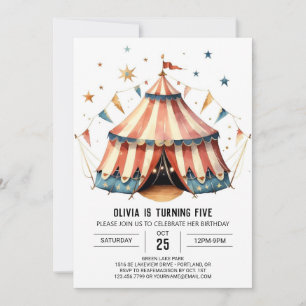 Convites Aniversário do Circo Mágico Infantil Pastel