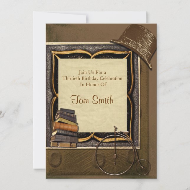 Convites Aniversário do Collage Steampunk (Frente)