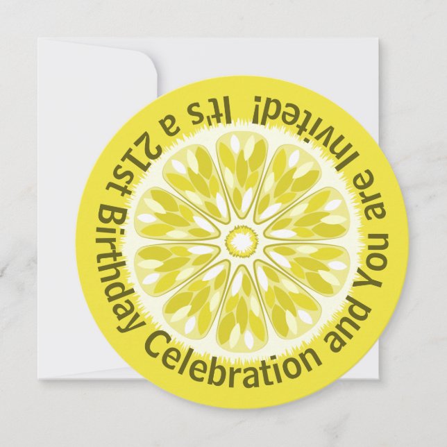 Convites Aniversário do Colorir Citrus Slice Lemon (Frente)