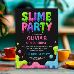 Convites Aniversário do Colorir Slime com o Goo
