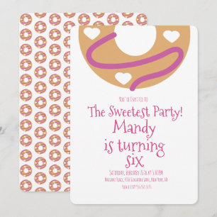 Convites Aniversário do Coração da Rosquinha Minimalista