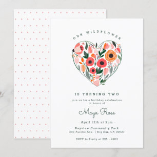 Convites Aniversário do Coração de Flores