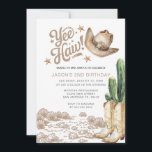 Convites Aniversário do Cowboy Russo Ocidental Cactus<br><div class="desc">Boot Western Invitation. Festa de Cowboy,  Aniversário de Rodeo. Saddle colocou botas,  aniversário de chic,  aniversário de vaquinha. Aniversário do País de Aniversário Russo Ocidental.</div>