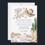 Convites Aniversário do Cowboy Russo Ocidental Cactus<br><div class="desc">Boot Western Invitation. Festa de Cowboy,  Aniversário de Rodeo. Saddle colocou botas,  aniversário de chic,  aniversário de vaquinha. Aniversário do País de Aniversário Russo Ocidental.</div>