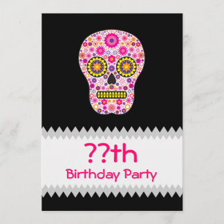 Convites Aniversário do Crânio Mexicano Rosa
