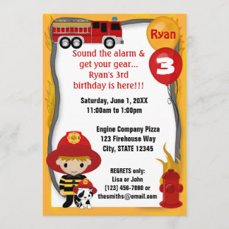 Convites Aniversário do Dalmatian Firefighter FF01D