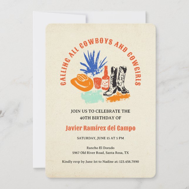 Convites Aniversário do Deserto de Cowboy Oeste Selvagem Se (Frente)