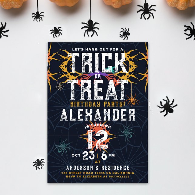 Convites Aniversário do Dia das Bruxas Coloridas Spooktacul (Criador carregado)