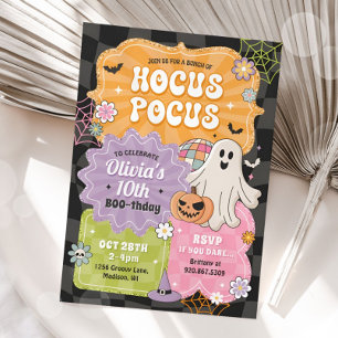 Convites Aniversário do Dia das Bruxas de Pocus Retro Hocus